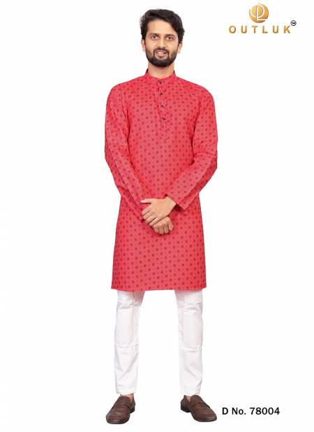 Pink Colour Outluk 78 Printed Cotton Ethnic Wear Kurta With Pajama Collection 78004